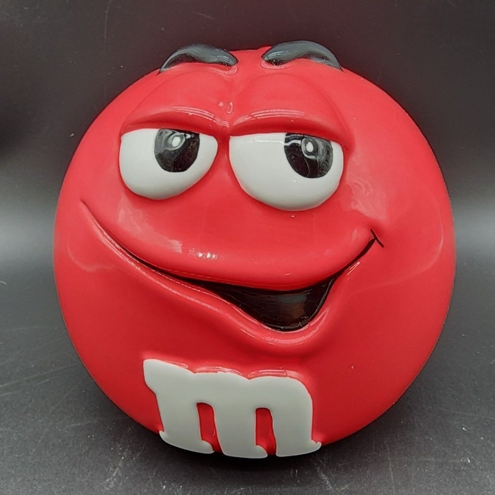 M&M's Red Ceramic Candy Jar Galerie Collectible Character Decor 2001 READ